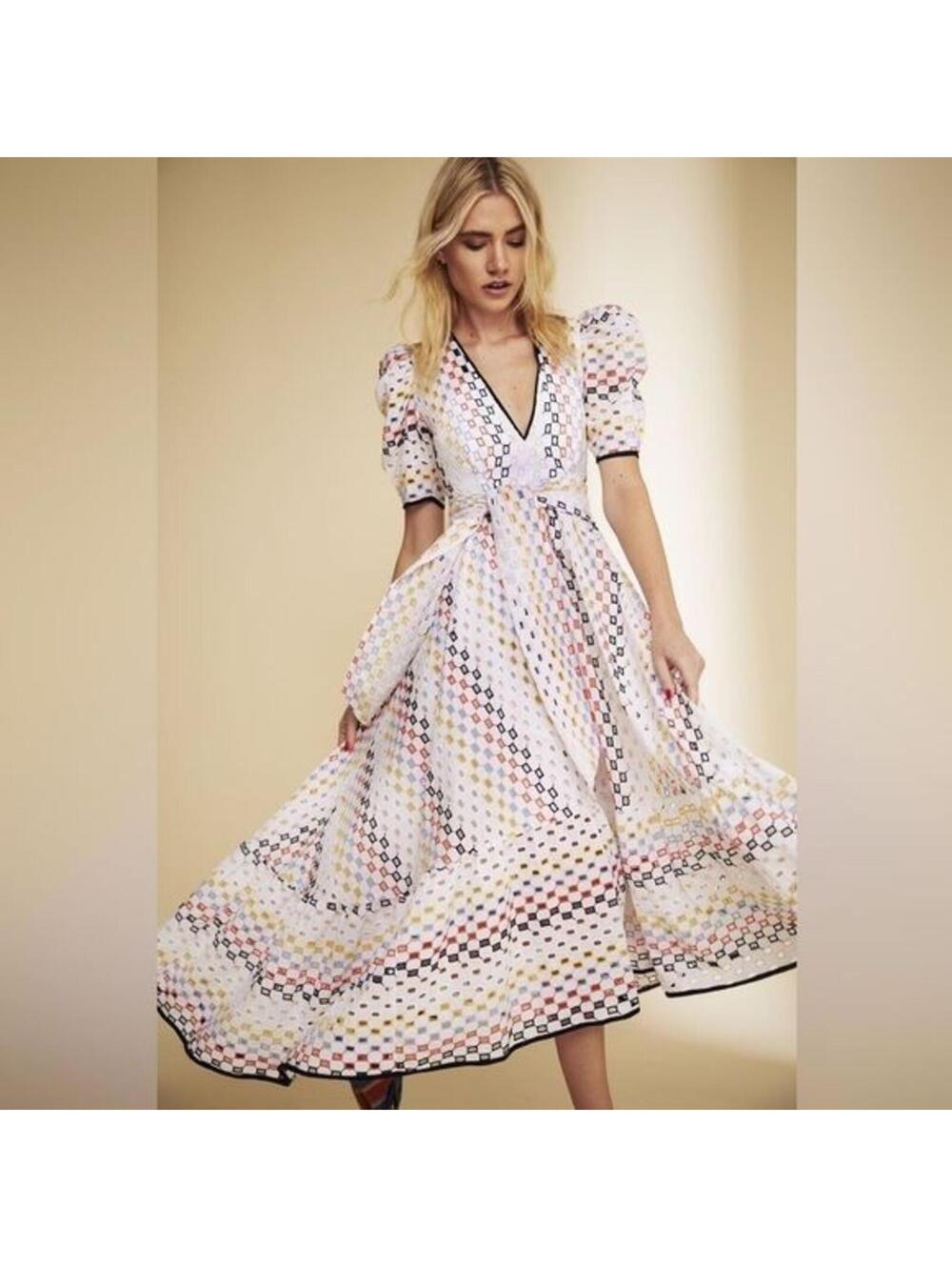 Hunter Bell Rebecca Eyelet Printed Long Dress